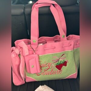 Juicy Couture Pink and Green Strawberry Tote